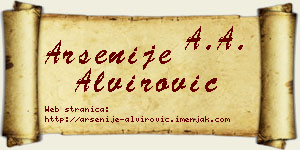 Arsenije Alvirović vizit kartica
